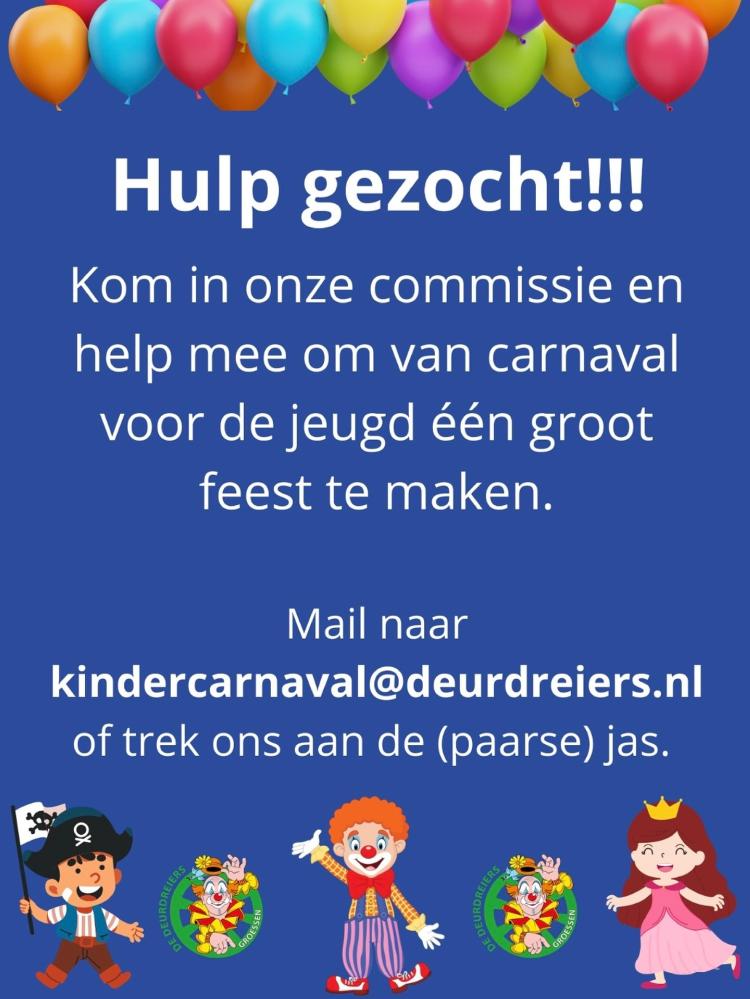 Hulp gezocht bij de Kindercarnaval